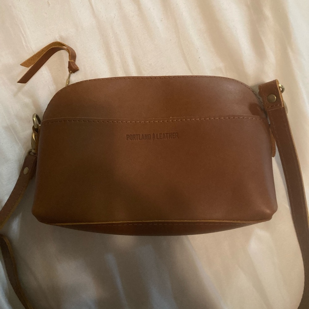 Portland Leather Brown “Eclipse”Crossbody Bag